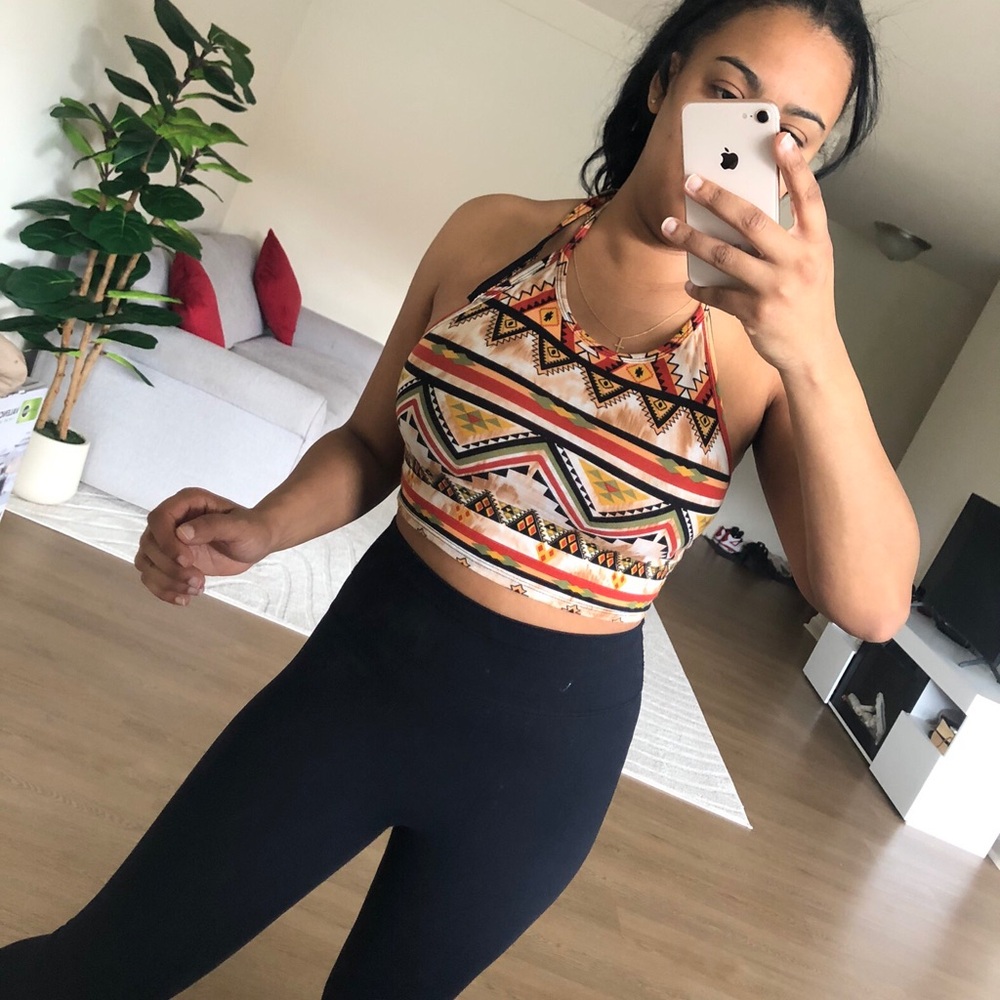 Halter Geo-Print Crop Top in Multicolor